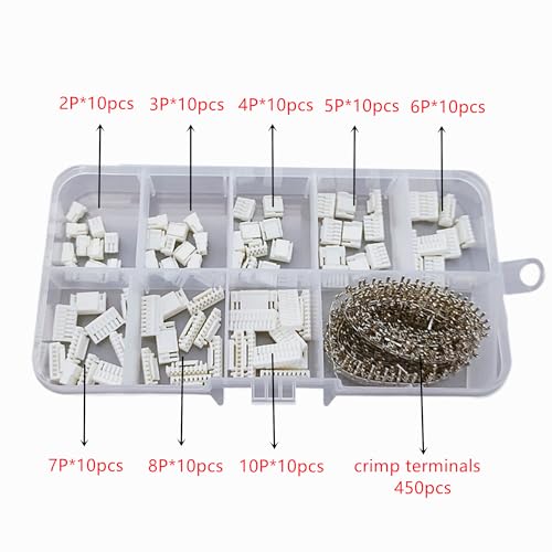 530Pcs JST GH 1.25mm Connectors Kit with GH 1.25mm Plug Crimp Terminal for Flight Controller 3D Printer