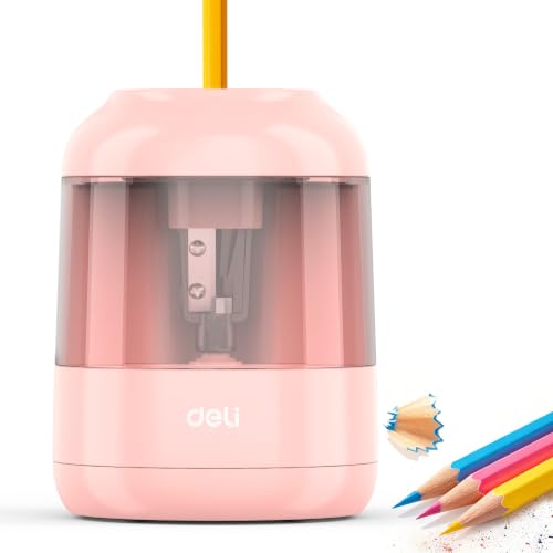 deli Electric Pencil Sharpener, Battery Operated, 6.5–8mm for Classroom - color: Pink