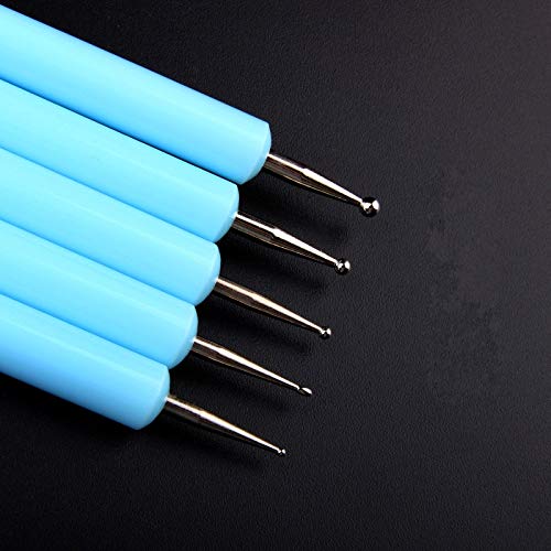 5 pcs/Set Soft Pottery Clay Tool Silicone & Stainless Steel Two Head Sculpting Polymer Modelling Shaper Art Tools Blue - size: 15cm