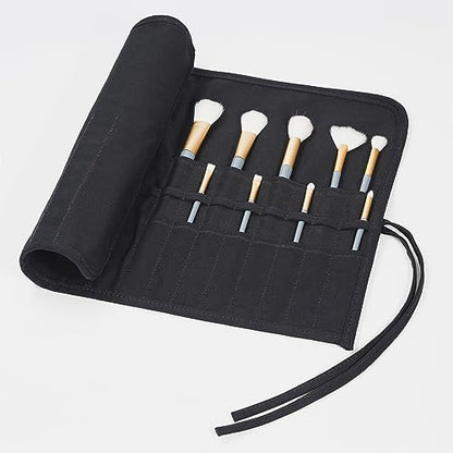 ECHSRT 30-Slot Canvas Paint Brush Holder Roll Up Case Organizer, Black - color: Black