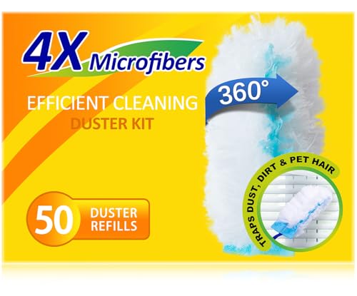 360 Duster Refills for Swiffer, Refill Kit with 50 Dusters for Cleaning Home & Car, Heavy Duty Multi Surface - style: 50 Duster Refills
