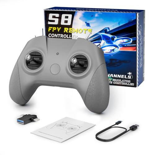 S8 Pro Drone Simulator Controller, Flight Training for Beginners,with USB‑C Cable & OTG Adapter Compatible with iPhone & Android, Supports for DJI Virtual Flight/DRL/Uncrashed/Liftoff/DCL/RealFlight, Mode 2