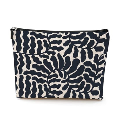 Boho Makeup Bag, Aesthetic Makeup Organizer Pouch Cosmetic Bags for Women - color: BlackLeaf