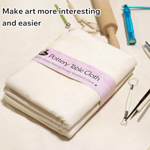 Pottery Tablecloth-Heavy Duty Linen Cotton Blend, 62x39 Inches - color: Pottery Tablecloth-1pc