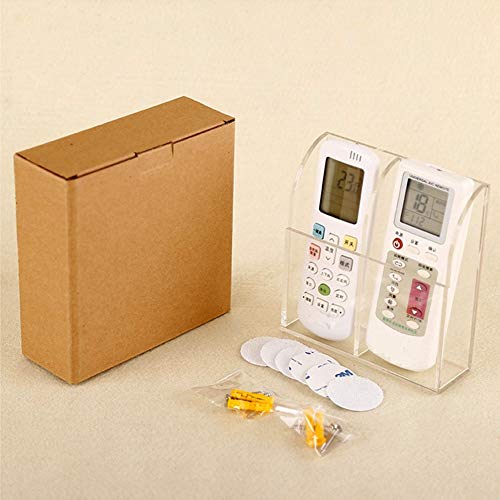 Clear Acrylic TV Remote Control Holder Remote Control Caddy Wall Mount Media Organizer Storage Box Rack for Phone Air Conditioner TV Remote Control Storage Case, 2 Grids