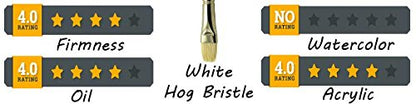 ZEM Brush Interlocked White Hog Bristle Artist Brush Set Rounds 2,4,6,8