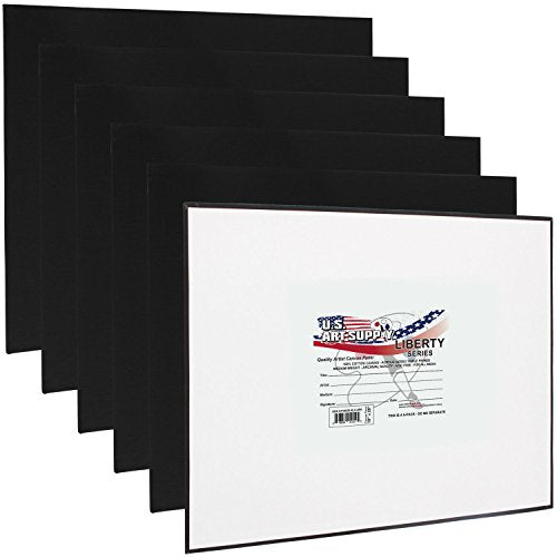 U.S. Art Supply 16 X 20 Inch Black Art Canvas Board Panels 6 Pack - 8 Ounce - size: 16" x 20"