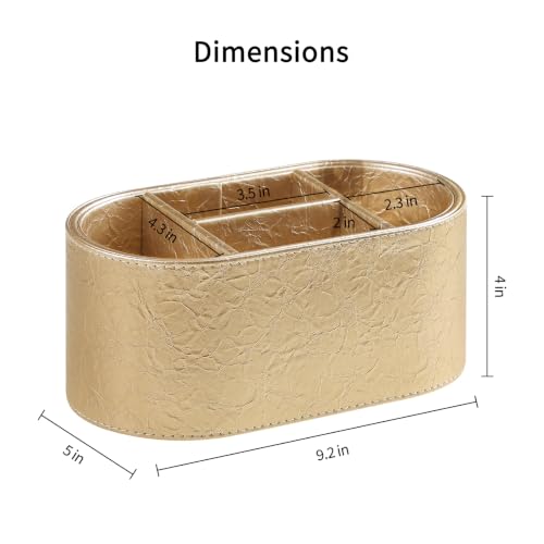 Oval Remote Control Holder, Nightstand Organizer Desk Caddy (Gold) - color: Gold