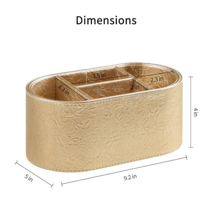 Oval Remote Control Holder, Nightstand Organizer Desk Caddy (Gold) - color: Gold