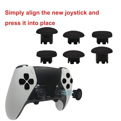 6-in-1 Interchangeable Thumbstick Caps for PS5 DualSense Edge Controller,Swappable Thumbsticks for PS5 Dualsense Controller, Thumbsticks Joysticks Kits Replacement for PS5 Dualsense Controller(Black) - color: Black