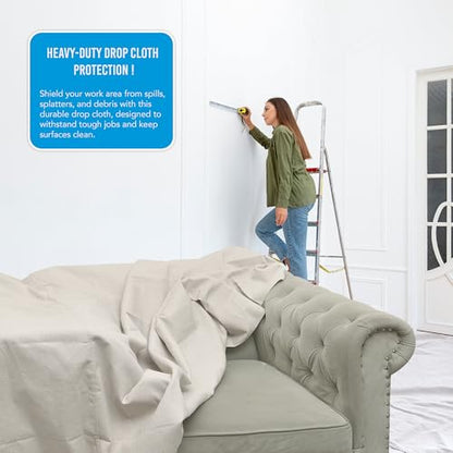 Canvas Drop Cloth - Durable Protection for Painting and Home Projects (4/12-PACK-2) - color: Beige, size: 4/12-PACK-2