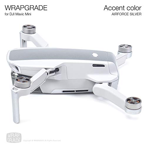 Wrapgrade Skin Compatible with DJI Mavic Mini & 2 SE & 4K | Accent Color (Airforce Silver) - color: Airforce Silver