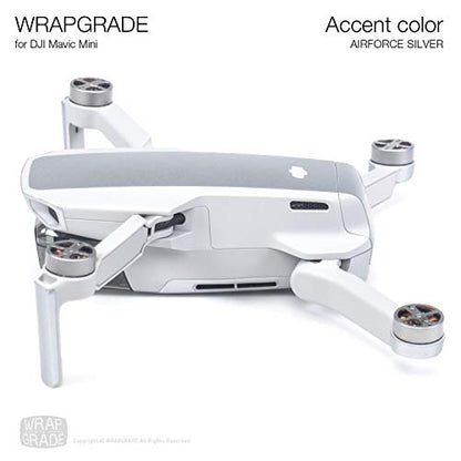 Wrapgrade Skin Compatible with DJI Mavic Mini & 2 SE & 4K | Accent Color (Airforce Silver) - color: Airforce Silver