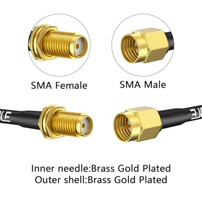 SMA Antenna Extension Cable RG58 Coax Jumper Male-Female 10FT & 5 Adapters - color: RG58 SMA+5pcs Adapter, size: 10FT