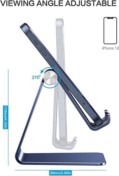 OMOTON C2 Adjustable Cell Phone Stand with Charging Cutout, Navy Blue - color: Navy Blue