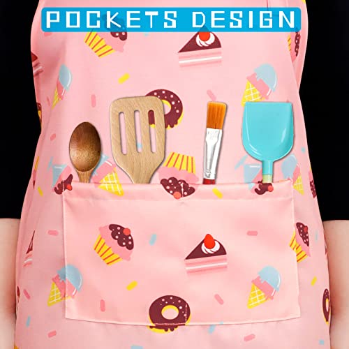 Kids Aprons for Cooking, Toddler Apron for Girls with Pockets Apron for Kid - color: Donut