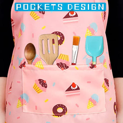 Kids Aprons for Cooking, Toddler Apron for Girls with Pockets Apron for Kid - color: Donut