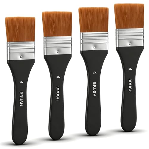 4pcs Flat Paint Brushes for Acrylic Painting, Wide Paint Brushes for Oil Painting, Applying Gesso, Varnish, Watercolor