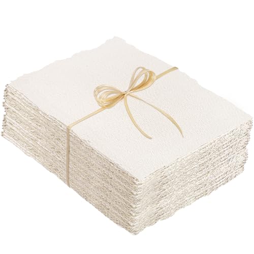 100 Sheets Watercolor Paper 5 x 7 in, 300 GSM Deckled Edge Handmade Paper - size: 5 x 7inch
