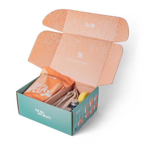 Sculpd Pottery Kit for Adults, Air Dry Clay with Tools, Earth Tones - style: Gloss Varnish with Earth Tones