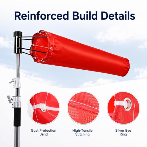 8 in x 36 in Airport Windsock Pole Kit, Red Windsocks