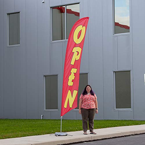 Vispronet - Open Feather Flag Kits - 13.5ft Flag Complete with Pole Set, Cross Base and Weight Bag (Red) Businesses, Storefronts, Sales - Printed in The USA - color: Red, size: Basic/Cross Base + Weight Bag