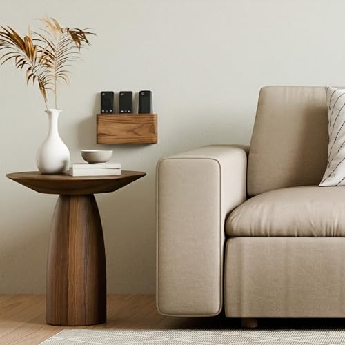 Wooden Remote Control Holder - Adhesive Wall Mount Caddy for 3-4 Remotes - color: Brown