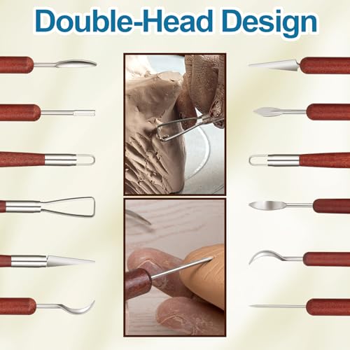 Amrules 6 Pcs Double-Ended Clay Carving Tools Set for Adults, Red - color: Red-Sculpting-6Pcs
