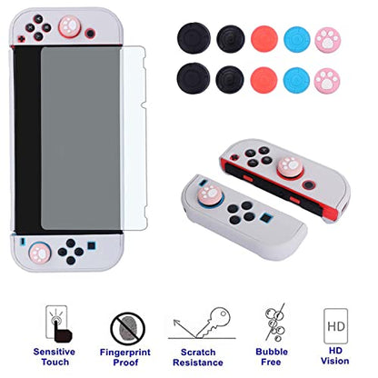Dockable Case for Nintendo Switch - COMCOOL 3 in 1 Protective Cover Case for Nintendo Switch and Joy-Con Controller with Screen Protector and Thumb grips - Stone - color: Stone