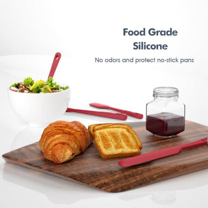 ChefAide 5 Pieces Silicone Spatulas Set, Heat Resistant Rubber Spatula - color: Red, size: 5 pieces