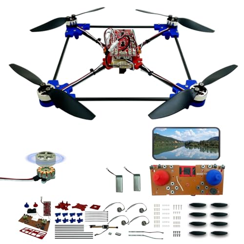 Quadrotor Drone DIY Kit: A Unique STEM Project with Brushless Motor, Optical Flow Hovering, One-Click Takeoff and Landing, and 360° Flip for DIY Enthusiasts to Learn Drone Basics