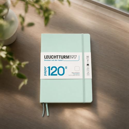 LEUCHTTURM1917-120G Special Edition - Medium A5 Plain Hardcover Notebook (Mint) - 203 Numbered Pages with 120gsm Paper - color: Mint, style: Minimalist