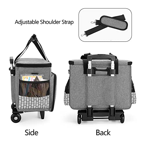 Yarwo Upgraded Rolling Craft Bag with Detachable Trolley and Multi-Pockets - color: Gray with Arrow
