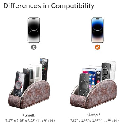 All-in-One TV Remote Holder/Caddy for Remote Conrtols with 5 Compartments - color: Antique Flower, size: Small