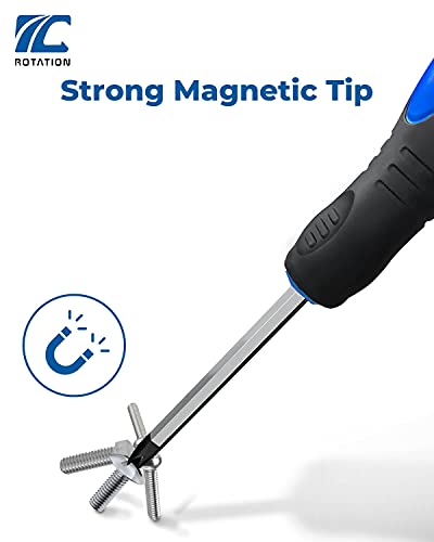 ROTATION 12pc Magnetic Screwdriver Set, with Go-Thru Steel Blades - style: Black Tip_Matt Blade