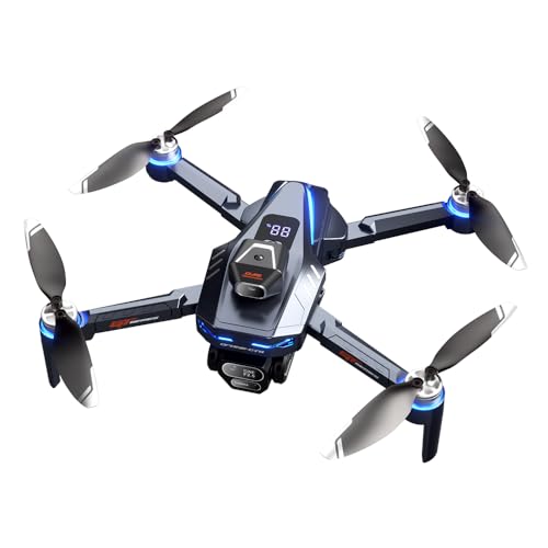 Foldable Drone for Adults, GT8 RC FPV Quadcopter with Triple HD Camera, 360° Intelligent Obstacle Avoidance, Optical Flow Hover Brushless Drone, LCD Screen Remote Control, Gesture Shooting Mini Aerial Photography Drone for Beginners Outdoor Travel