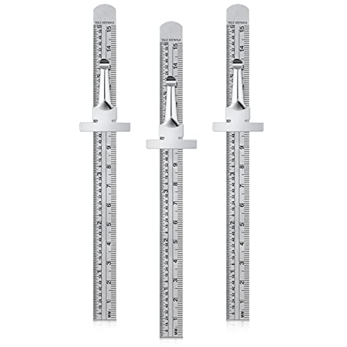 Frienda 3 Pcs 6 Inch Metal Pocket Ruler Mini Stainless Steel Clip Scale
