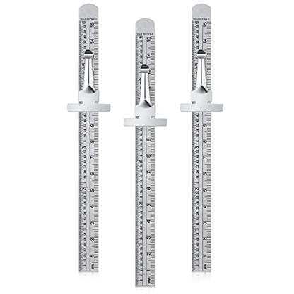Frienda 3 Pcs 6 Inch Metal Pocket Ruler Mini Stainless Steel Clip Scale