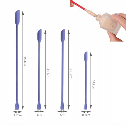 4pcs Mini Silicone Spatula for Mixing Beauty Makeup Narrow Cans - color: 4pcs Purple