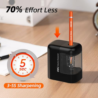 Deli Electric Pencil Sharpener, Battery Operated Portable Pencil Sharpener - color: Black