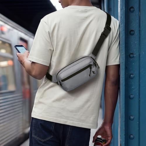 tomtoc 3.5L Sling Bag with RFID Blocking Crossbody Chest Pack for Men Women - color: Light Gray, size: 3.5L