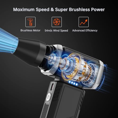 Powerful Air Duster, Rechargeable Blower, Turbo Fan, Barber Gifts - color: Bright Silver