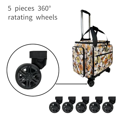 Rolling Teacher Bag with Five 360-Degree Rotating Wheels,Fits for 15.6" Laptop - color: Floral