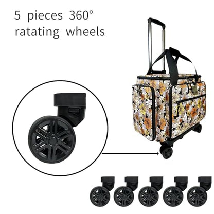 Rolling Teacher Bag with Five 360-Degree Rotating Wheels,Fits for 15.6" Laptop - color: Floral
