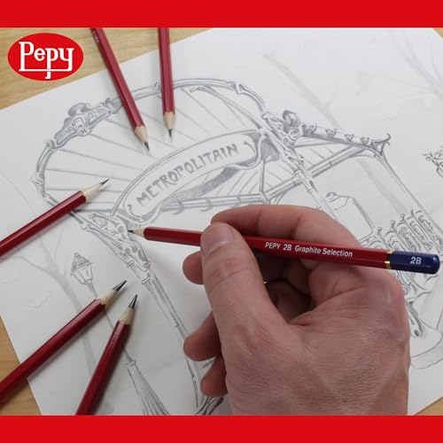 Pepy Graphite Professional Drawing Pencils - Set of 12 2H Pre-Sharpened Black Lead Pencils; Perfect for Drawing, Sketching and Shading, Graphic and Fine Art - style: Set of 12 - 2H