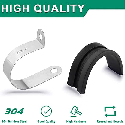 OURU 110PCS Cable Clamps Assortment Kit,Rubber Coated, 1/4"-1-3/4" 10 Sizes - size: 110PCS KIT