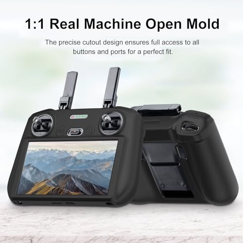 Silicone Protective Cover Case for Mini 4 Pro Air 3 RC 2, Shockproof Protective Case Compatible with Mini 4 Pro Air 3 RC 2 Controller Accessories, Comfortable Grip (Black)