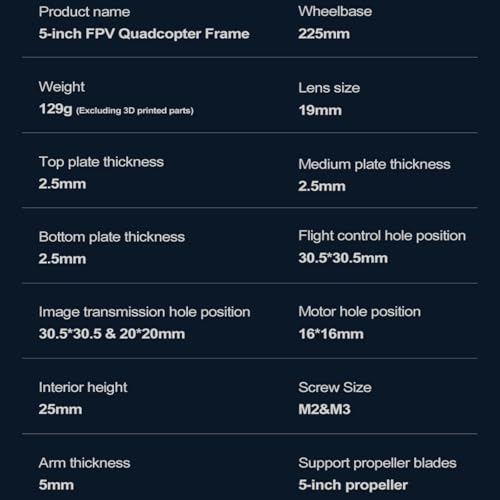 JeeFly 225mm FPV Drone Frame Carbon Fiber 5 inch Quadcopter Freestyle Frame Kit Lightweight X-Class Racing Chassis with Battery Strap (Drone Frame Only) - size: Drone Frame Only