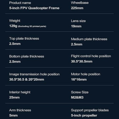 JeeFly 225mm FPV Drone Frame Carbon Fiber 5 inch Quadcopter Freestyle Frame Kit Lightweight X-Class Racing Chassis with Battery Strap (Drone Frame Only) - size: Drone Frame Only