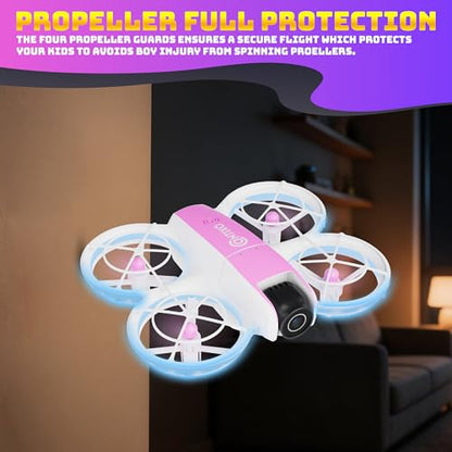 Contixo F15 Astro Mini Drone with 2.4" Screen Remote – 720P HD Dual Camera, Live Video Display, Optical Flow Hover, One-Key Takeoff/Landing, 360° Stunts, 2 Batteries, Beginner Drone for Kids & Adults - color: Pink
